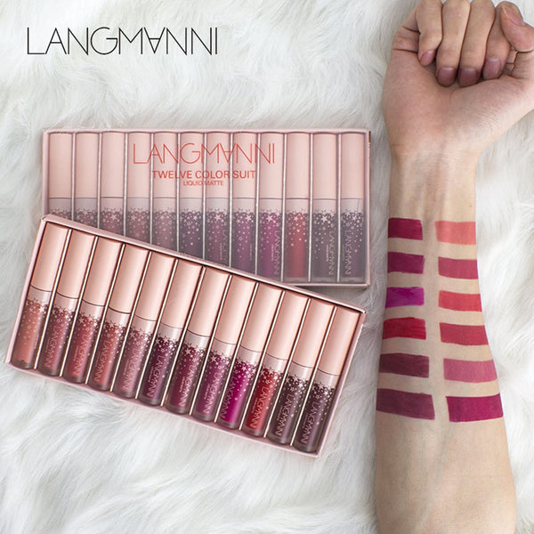 LANGMANNI 12Pcs/set Liquid Matte Lipstick